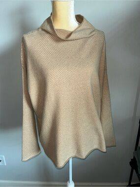 NEW Eileen Fisher Cashmere Wool Beige Women's Cowl Neck Sweater Sz XL